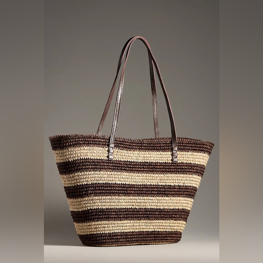 Striped Brown and Cream Tote Bag